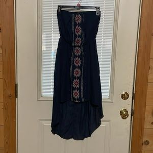Strapless, cute Hi-Low navy dress